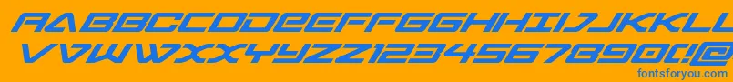 sabresharkital-Schriftart – Blaue Schriften auf orangefarbenem Hintergrund