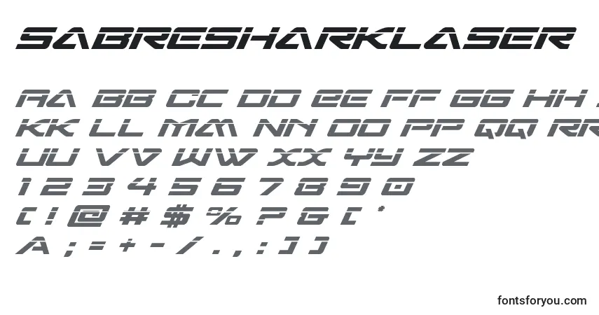Schriftart Sabresharklaser – Alphabet, Zahlen, spezielle Symbole
