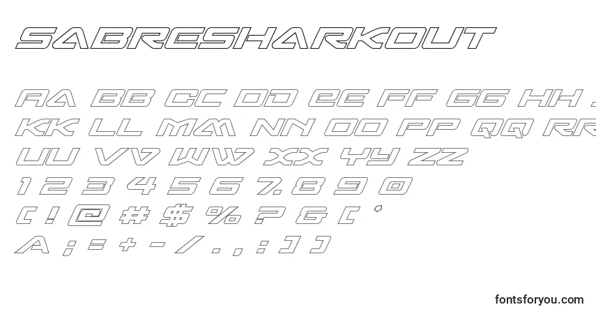 Шрифт Sabresharkout – алфавит, цифры, специальные символы