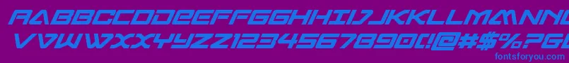 sabresharksemiboldcond-Schriftart – Blaue Schriften auf violettem Hintergrund