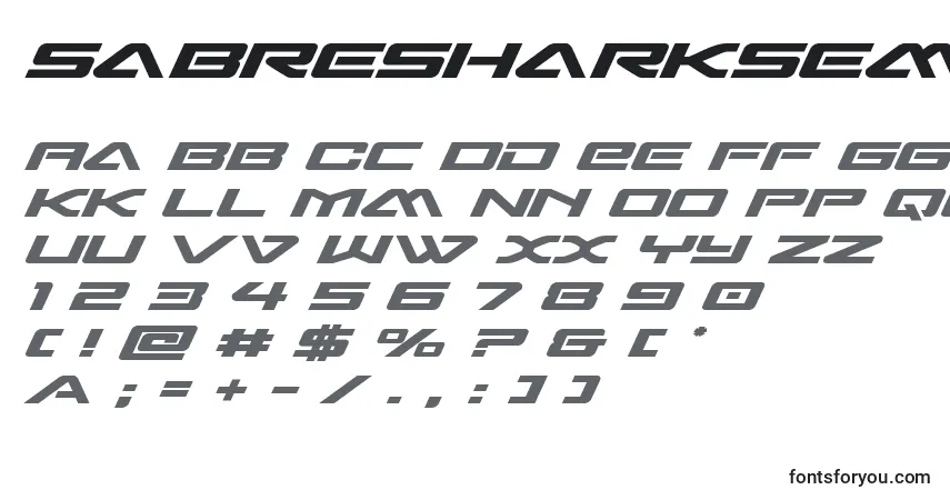 Шрифт Sabresharksemiboldexpand – алфавит, цифры, специальные символы