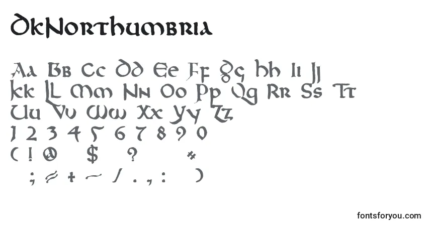 DkNorthumbria-fontti – aakkoset, numerot, erikoismerkit