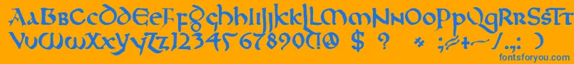 DkNorthumbria Font – Blue Fonts on Orange Background