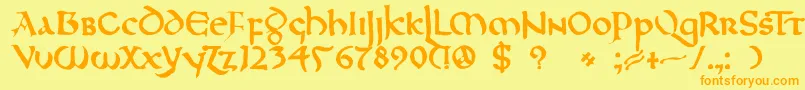 DkNorthumbria Font – Orange Fonts on Yellow Background