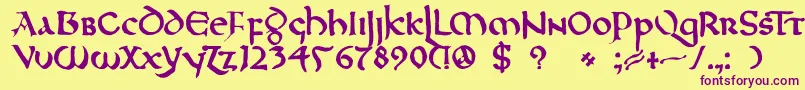 DkNorthumbria Font – Purple Fonts on Yellow Background