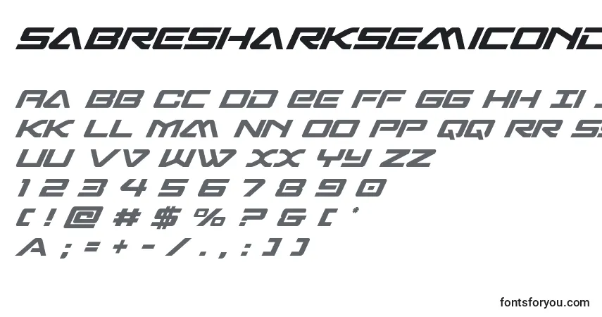 A fonte Sabresharksemicond – alfabeto, números, caracteres especiais