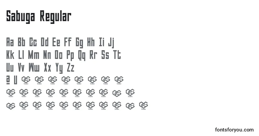 Czcionka Sabuga Regular – alfabet, cyfry, specjalne znaki