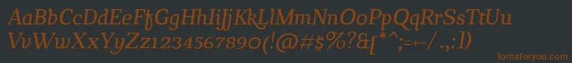 Fonte ChucaraItalic – fontes marrons em um fundo preto