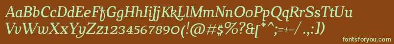 ChucaraItalic Font – Green Fonts on Brown Background