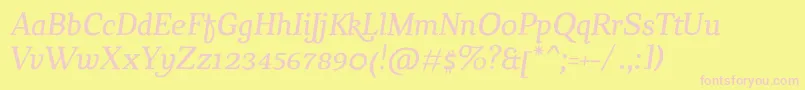 ChucaraItalic Font – Pink Fonts on Yellow Background