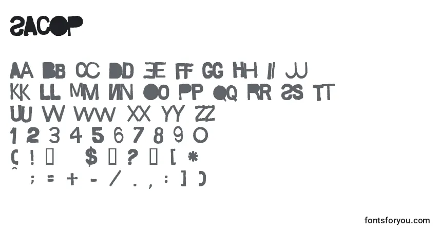 Czcionka SACOP    (139431) – alfabet, cyfry, specjalne znaki