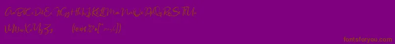 Sacreditty Demo-Schriftart – Braune Schriften auf violettem Hintergrund