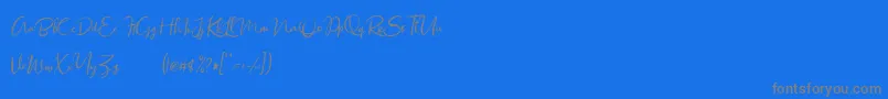 Sacreditty Demo-Schriftart – Graue Schriften auf blauem Hintergrund