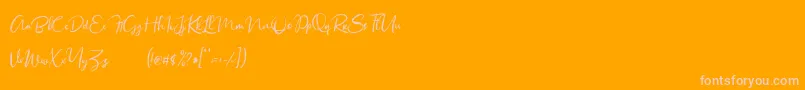 Sacreditty Demo-Schriftart – Rosa Schriften auf orangefarbenem Hintergrund