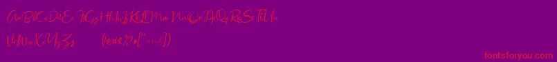 Sacreditty Demo-Schriftart – Rote Schriften auf violettem Hintergrund