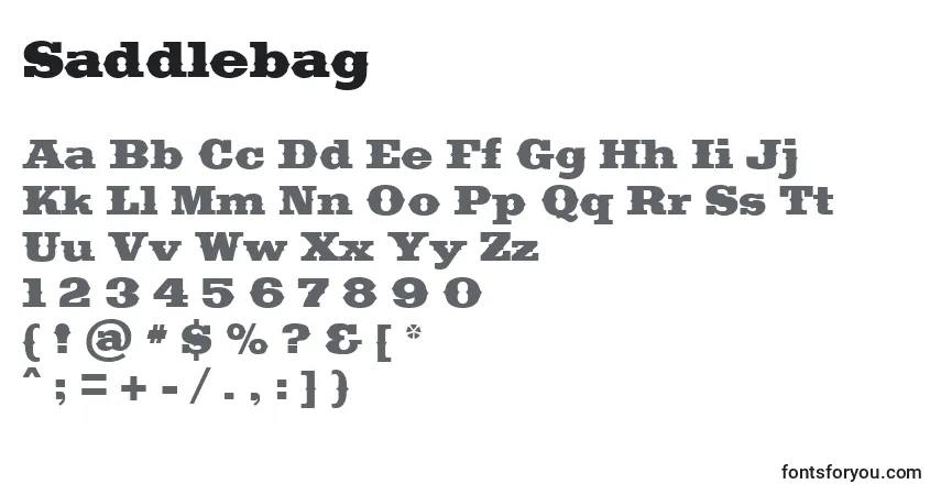 Шрифт Saddlebag (139436) – алфавит, цифры, специальные символы