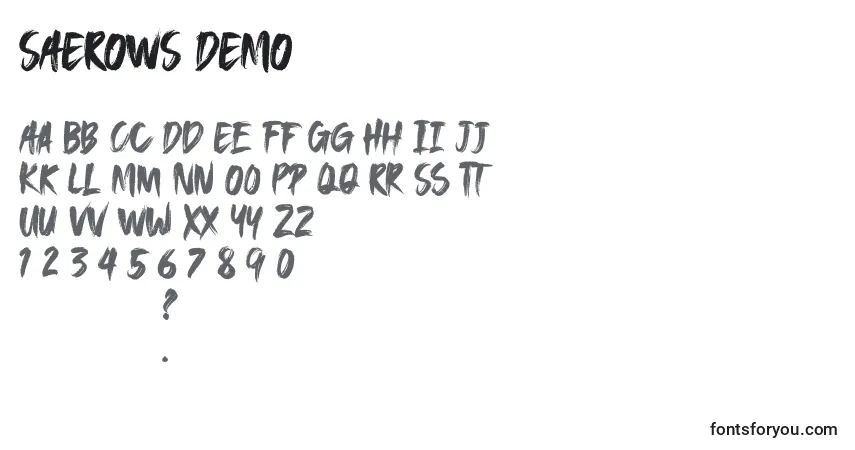 Шрифт SAEROWS DEMO – алфавит, цифры, специальные символы