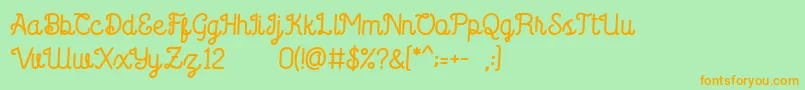 Saffa Script-Schriftart – Orangefarbene Schriften auf grünem Hintergrund