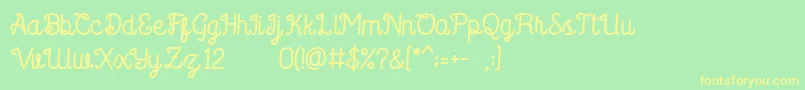 フォントSaffa Script – 黄色の文字が緑の背景にあります