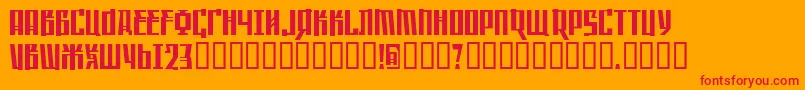 SAFFCW  -Schriftart – Rote Schriften auf orangefarbenem Hintergrund