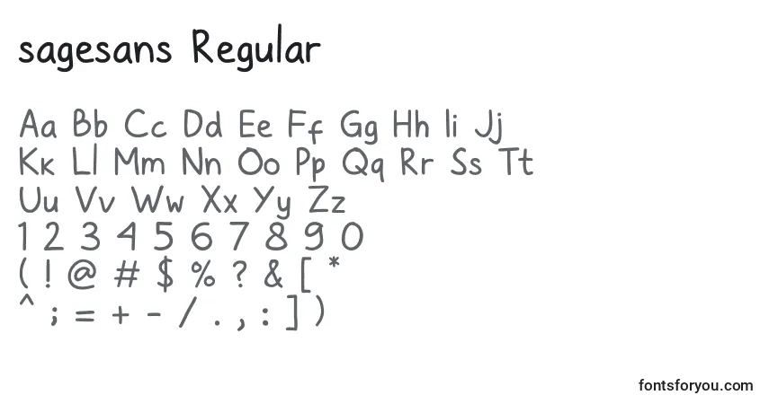 Шрифт Sagesans Regular – алфавит, цифры, специальные символы