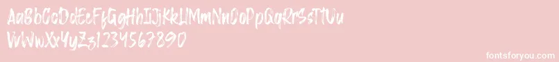 Saggacity Brush-Schriftart – Weiße Schriften auf rosa Hintergrund