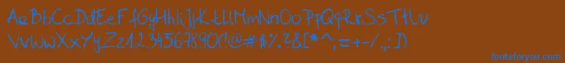 Sahara  s handwriting  D by SaharaKnoblauch Font – Blue Fonts on Brown Background