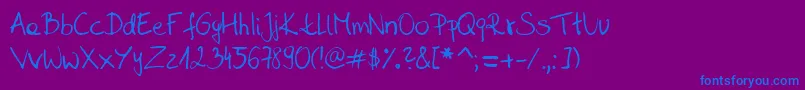 Sahara  s handwriting  D by SaharaKnoblauch Font – Blue Fonts on Purple Background