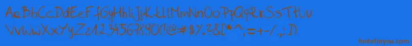 Sahara  s handwriting  D by SaharaKnoblauch Font – Brown Fonts on Blue Background