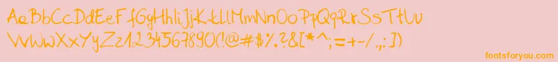 Sahara  s handwriting  D by SaharaKnoblauch Font – Orange Fonts on Pink Background