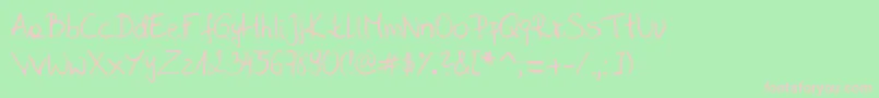 Sahara  s handwriting  D by SaharaKnoblauch Font – Pink Fonts on Green Background