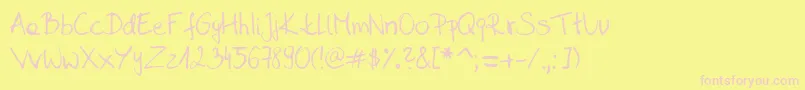 Sahara  s handwriting  D by SaharaKnoblauch Font – Pink Fonts on Yellow Background