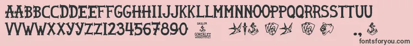 Fonte Sailor Gonzalez – fontes pretas em um fundo rosa