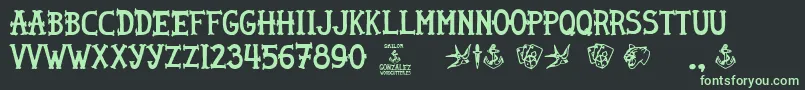 Czcionka Sailor Gonzalez – zielone czcionki na czarnym tle
