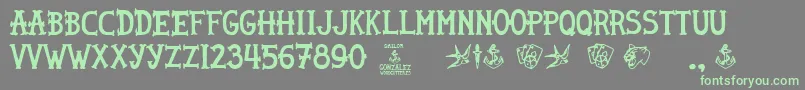 フォントSailor Gonzalez – 灰色の背景に緑のフォント