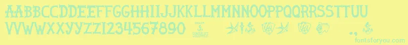 Czcionka Sailor Gonzalez – zielone czcionki na żółtym tle