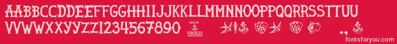 Fonte Sailor Gonzalez – fontes rosa em um fundo vermelho