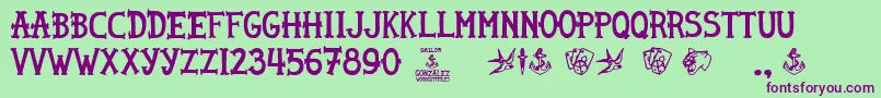 Sailor Gonzalez Font – Purple Fonts on Green Background