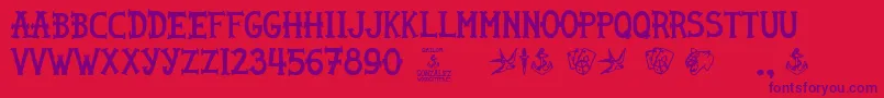 Sailor Gonzalez Font – Purple Fonts on Red Background