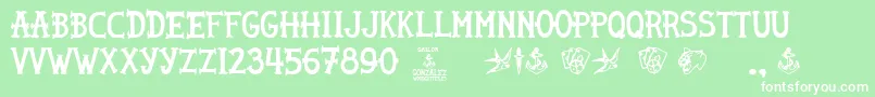 Sailor Gonzalez Font – White Fonts on Green Background