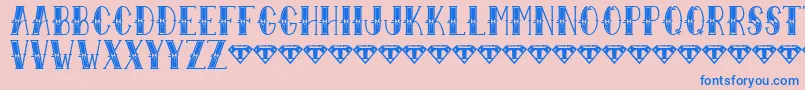 Sailor Larry   Extra Fancy-fontti – siniset fontit vaaleanpunaisella taustalla