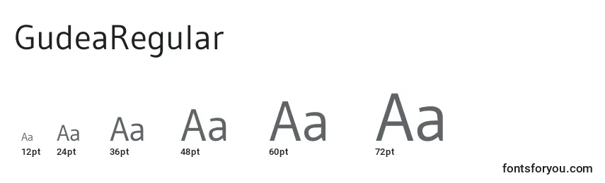 Размеры шрифта GudeaRegular