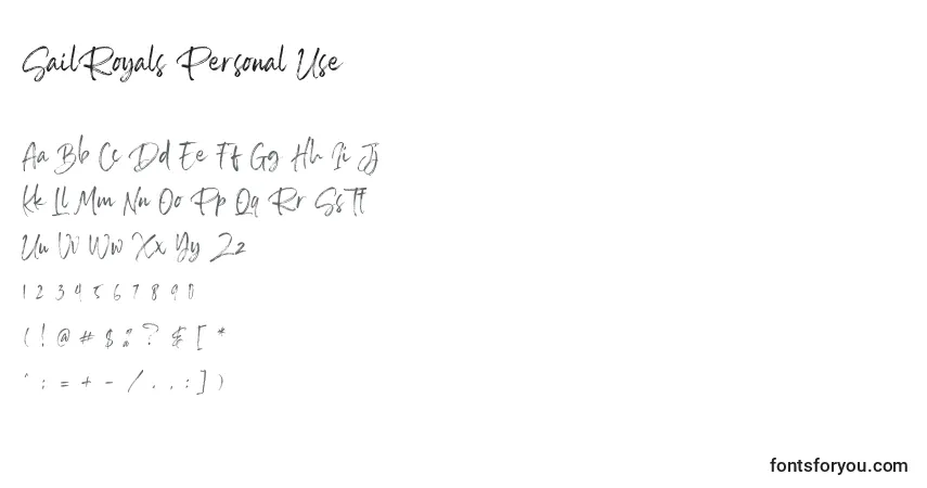 Schriftart SailRoyals Personal Use (139453) – Alphabet, Zahlen, spezielle Symbole