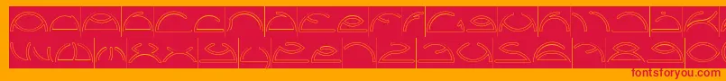 Saint Fighter Aqua Inverse-Schriftart – Rote Schriften auf orangefarbenem Hintergrund