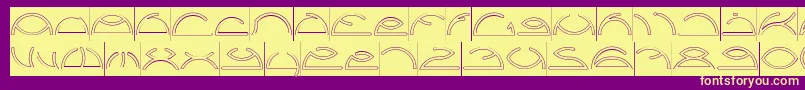 Saint Fighter Aqua Inverse-Schriftart – Gelbe Schriften auf violettem Hintergrund