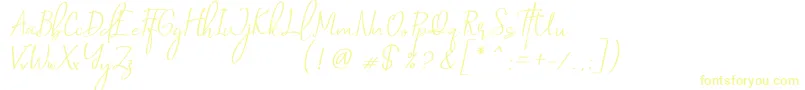 Saint Petersburg   Italic-Schriftart – Gelbe Schriften auf weißem Hintergrund