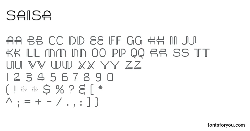 Czcionka Saisa (139463) – alfabet, cyfry, specjalne znaki