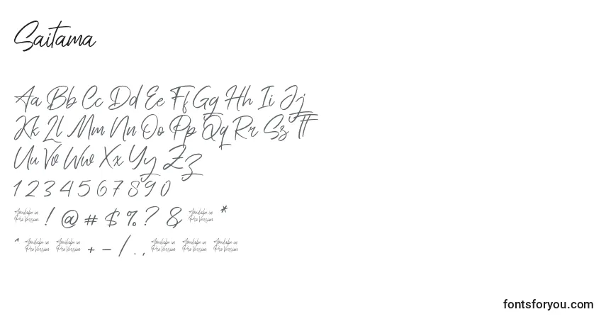 A fonte Saitama – alfabeto, números, caracteres especiais