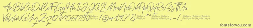 saitama-fontti – harmaat kirjasimet keltaisella taustalla