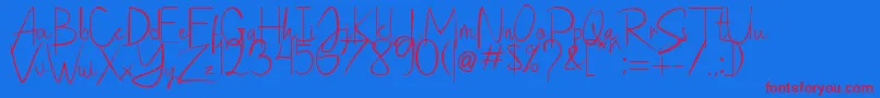 Saithik Handwritten Font – Red Fonts on Blue Background